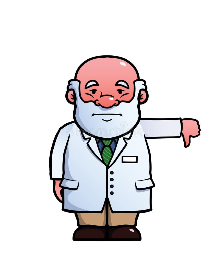 Scientist giving thumbs down stock illustration