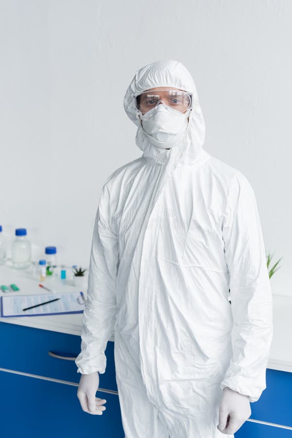 Scientist in Hazmat Suit and Goggles Stock Image - Image of pandemic ...