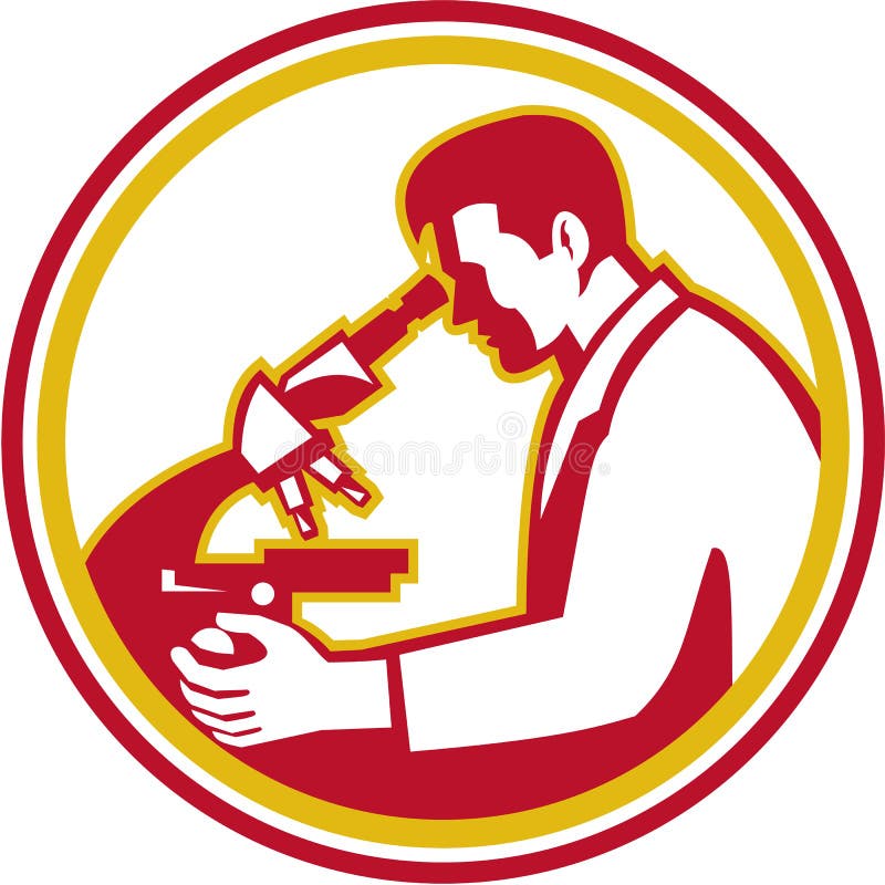 Scientist Lab Researcher Chemist Microscope Retro vector illustration
