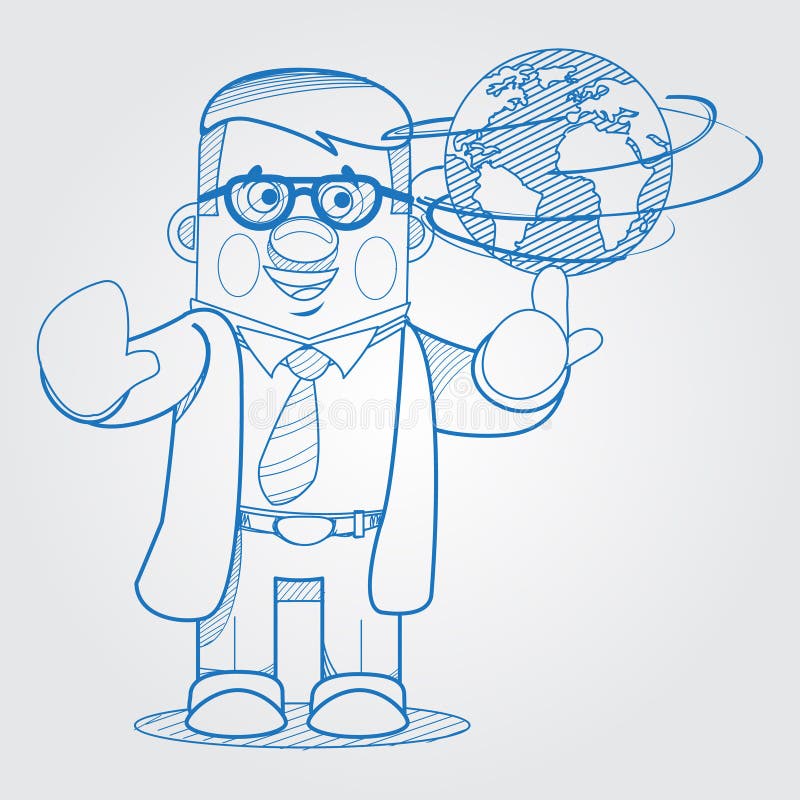 Scientist Man Showing a Globe. Outline Drawing in Cartoon Style Stock Vector - Illustration of professional, education: 158353242 Scientist Man Showing a Globe. Outline Drawing in Cartoon Style Stock Vector - Illustration of professional, education: 158353242
