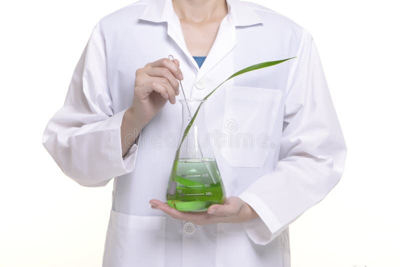 Scientist Study and Research Liquid Medicine from Natural Herbal Stock