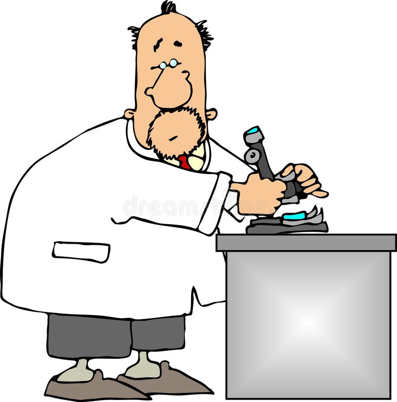 Scientist using a microscope stock illustration