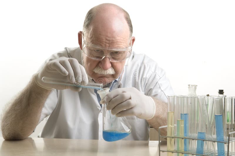 Scientist working with chemicals