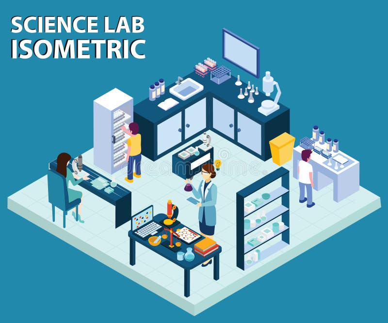 Scientist Working in a Science Lab Isometric Artwork