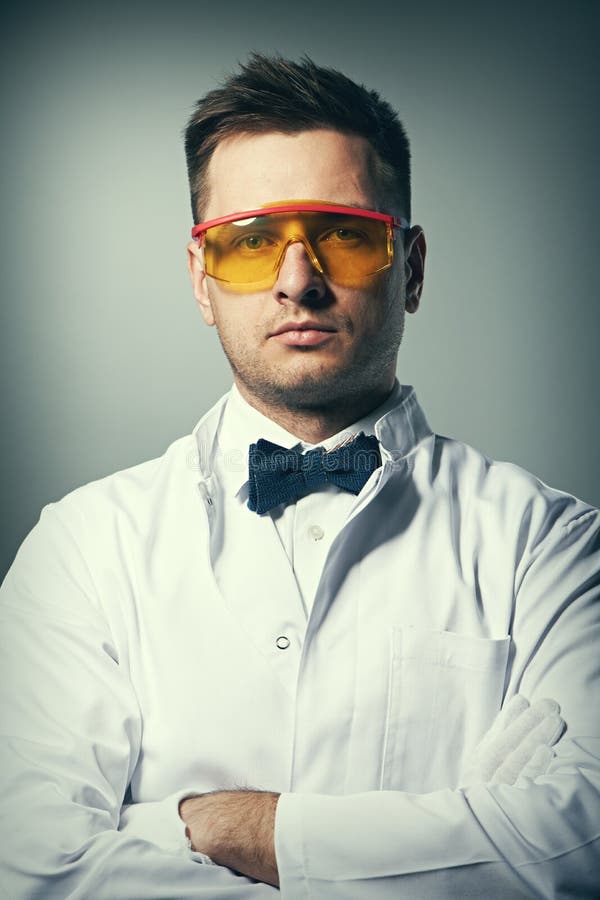 Scientist in yellow glasses royalty free stock images Scientist in yellow glasses royalty free stock images