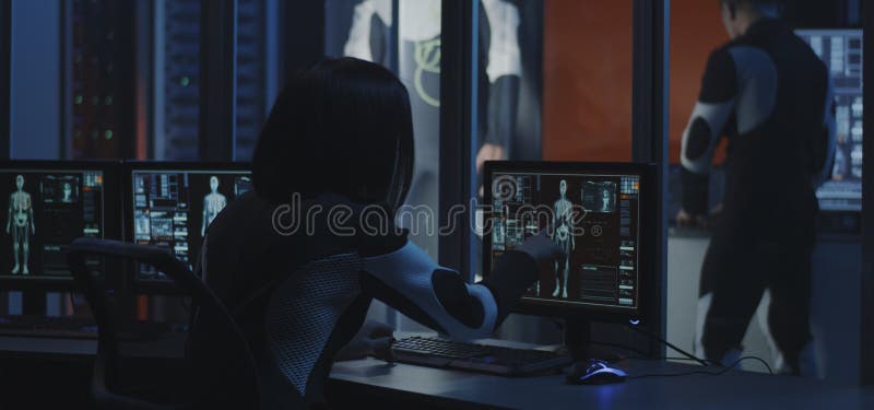 Scientists studying human biology on Mars royalty free stock photo