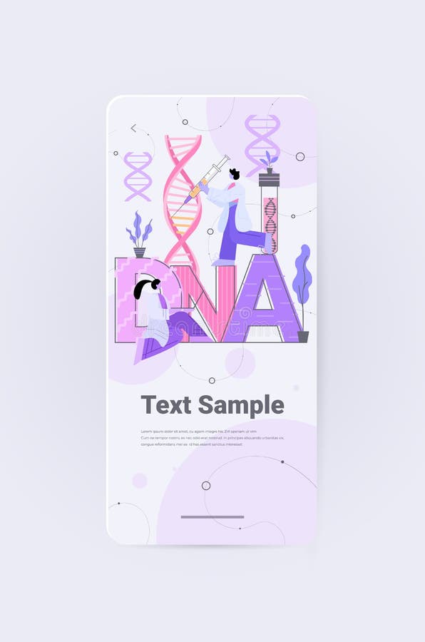 Scientists team working with DNA researchers making experiment in lab DNA testing genetic engineering concept stock illustration
