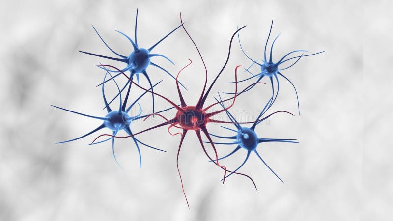 Scienza o fondo medico con le molecole, virus della rappresentazione 3d, batteri, cellula Sistema dei neuroni Genetico, scientifi illustrazione di stock