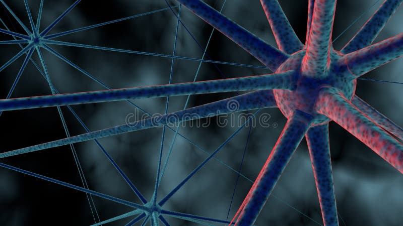 Scienza o fondo medico con le molecole, virus della rappresentazione 3d, batteri, cellula Sistema dei neuroni Genetico, scientifi illustrazione di stock