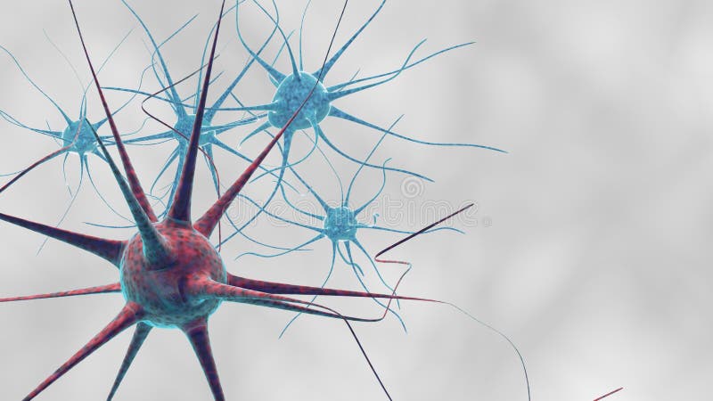 Scienza o fondo medico con le molecole, virus della rappresentazione 3d, batteri, cellula Sistema dei neuroni Genetico, scientifi illustrazione di stock
