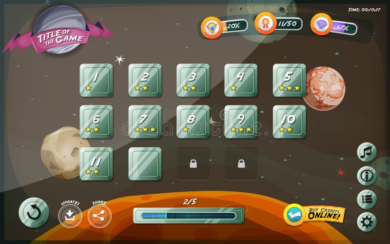 Scifi Game User Interface Design For Tablet stock illustration