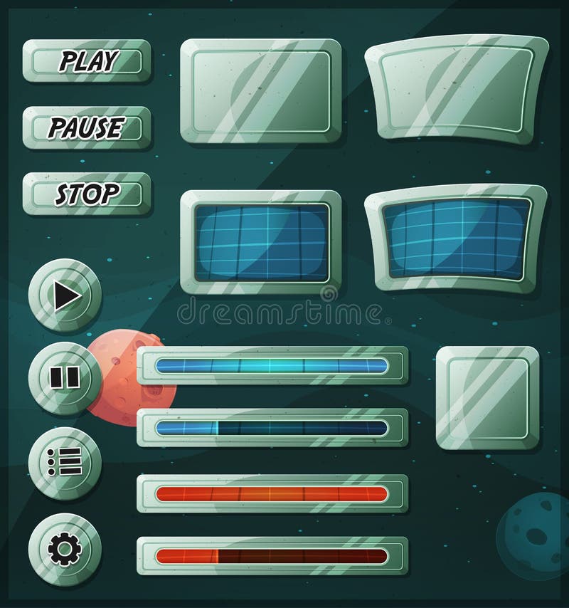 Sci-fi Space Icons voor UI Game vector illustratie