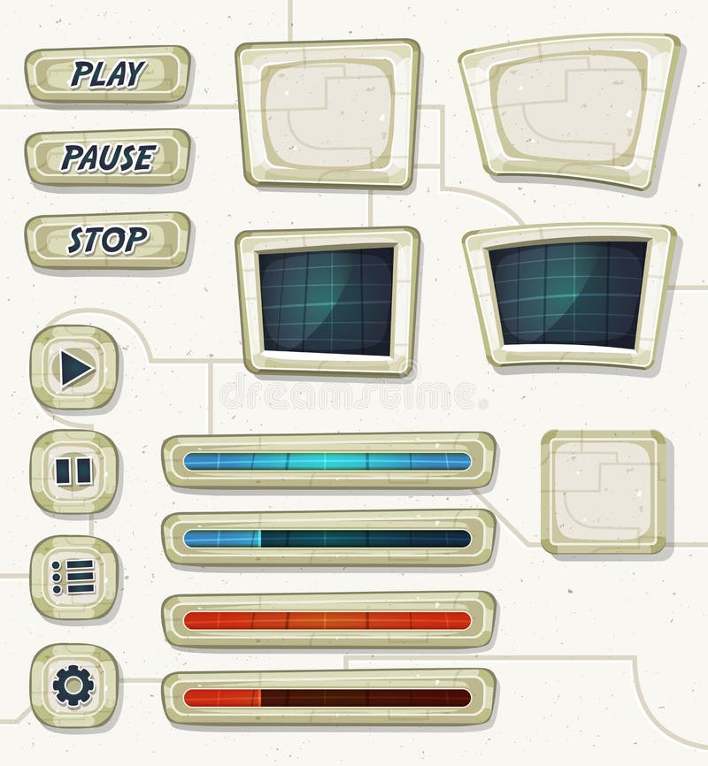 Scifi Space Icons For Ui Game royalty free illustration