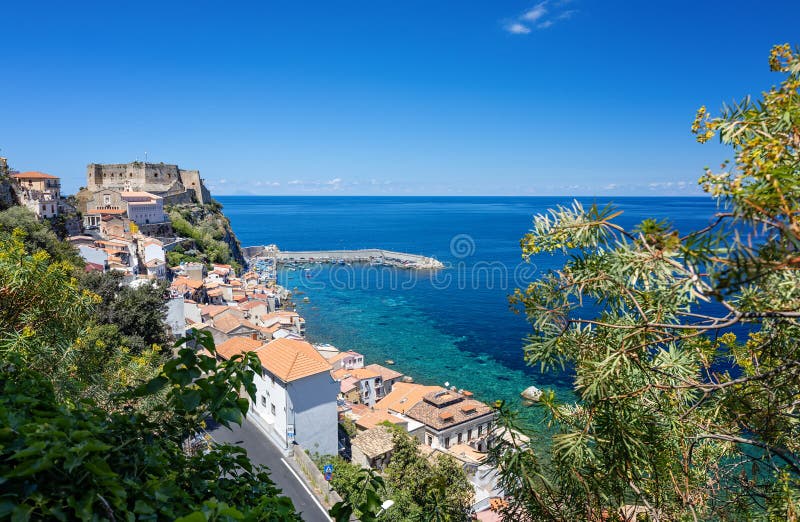 Scilla a town in Calabria, Italy, part of the Metropolitan City of Reggio Calabria. It is the traditional site of the sea monster royalty free stock photo Scilla a town in Calabria, Italy, part of the Metropolitan City of Reggio Calabria. It is the traditional site of the sea monster royalty free stock photo