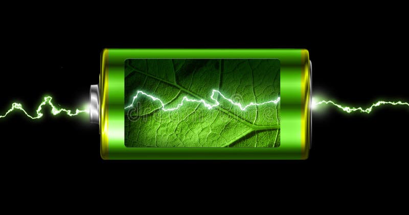 Scintilla verde aperta di potenza della batteria di energia