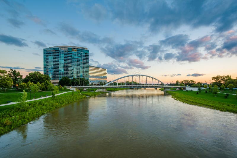 The Scioto River at Sunset in Columbus, Ohio Editorial Image Image of