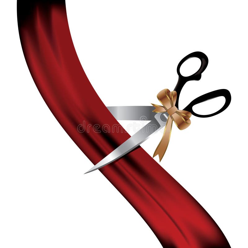 Scissors cut the red ribbon with a bow Stock Vector by ©kiberstalker  122160012
