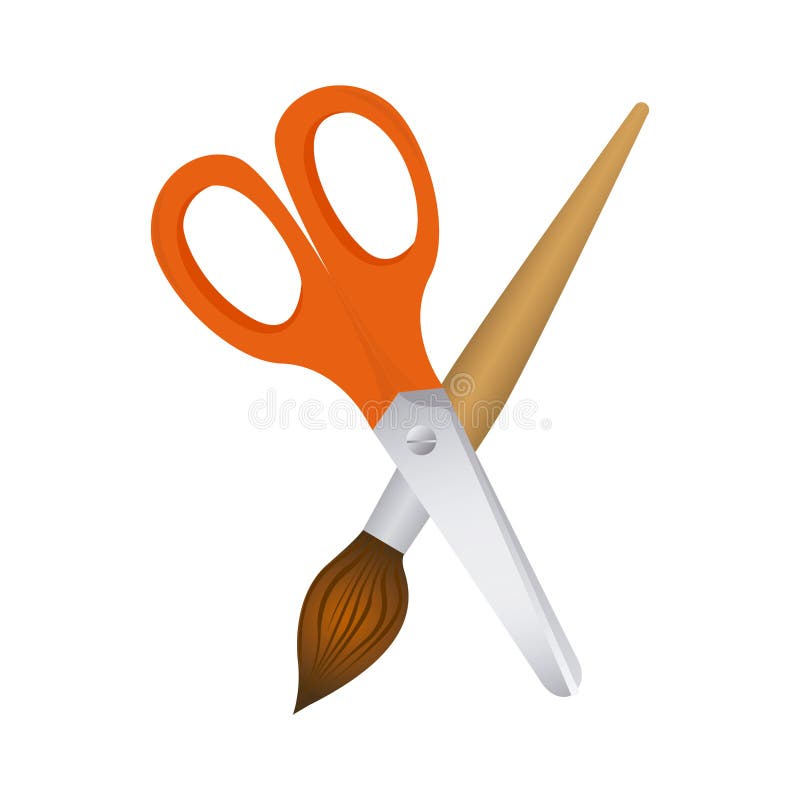 Figure scissor with paint brush icon Royalty Free Vector