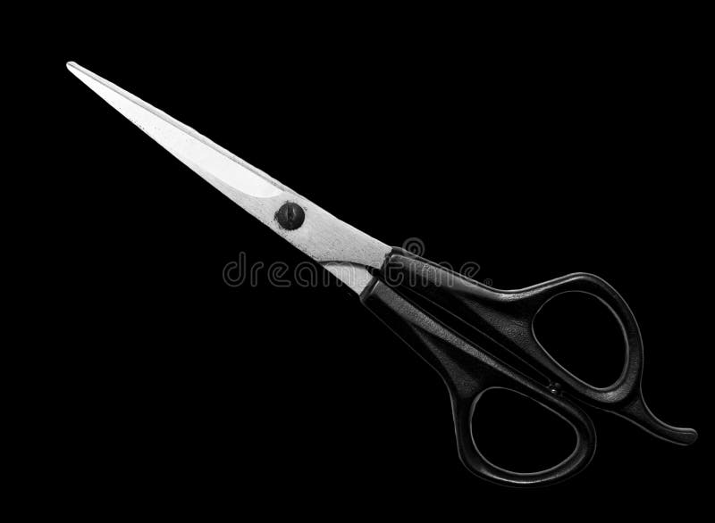 Scissors on a Black Background Stock Image Image of style, hair