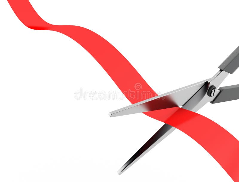 Scissors Cut the Ribbon Top View Stock Illustration Illustration of