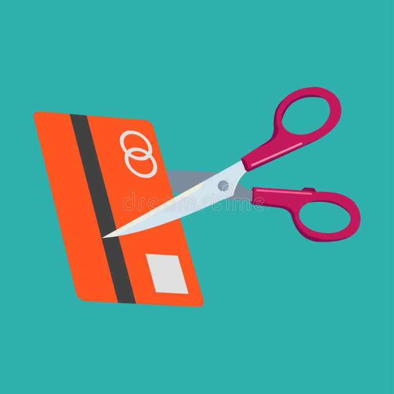 Scissors cutting credit card vector icon illustration stock illustration Scissors cutting credit card vector icon illustration stock illustration