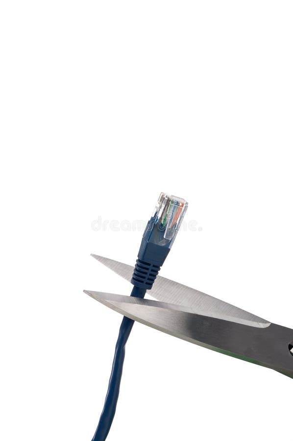 Scissors Cutting a Network Cable Stock Image Image of wire, wireless