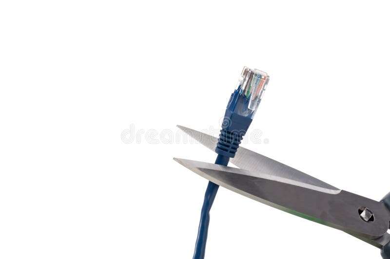 Scissors Cutting a Network Cable Stock Image Image of data, wifi