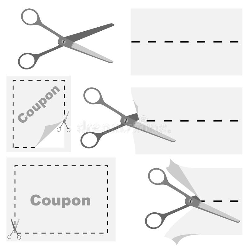 Scissors Cutting Out Coupon Stock Vector - Illustration of buying