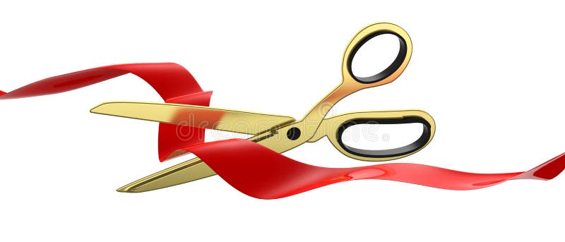 Ribbon and Scissors on White Background Stock Photo - Image of