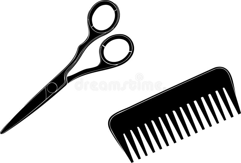 Scissors and hairbrush