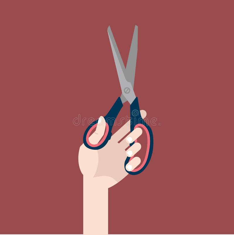 Scissors in Hand Flat Illustration Stock Illustration - Illustration of ...