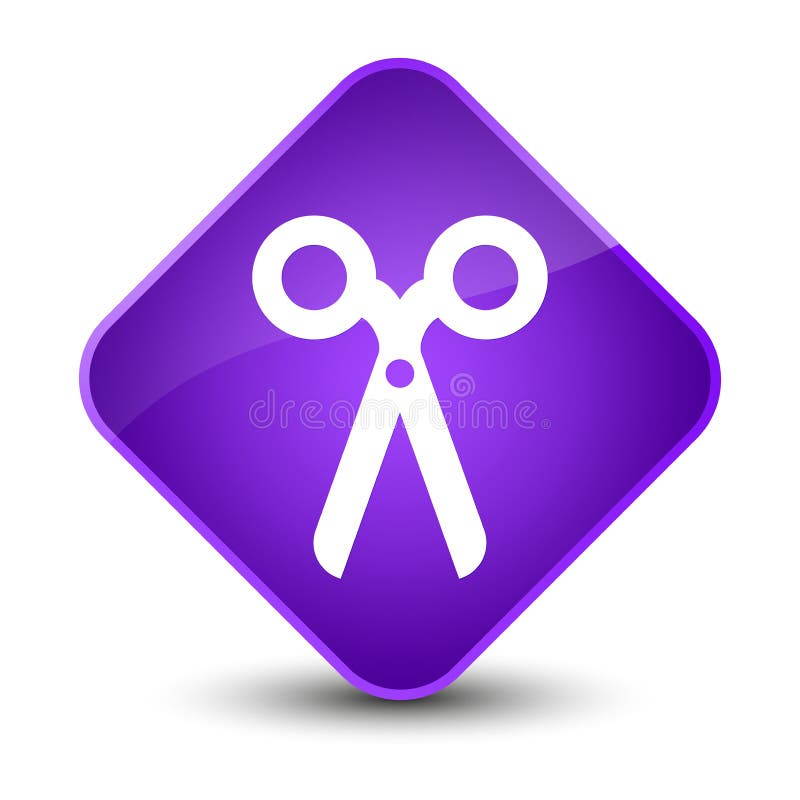 Scissors Icon Elegant Purple Diamond Button Stock Illustration