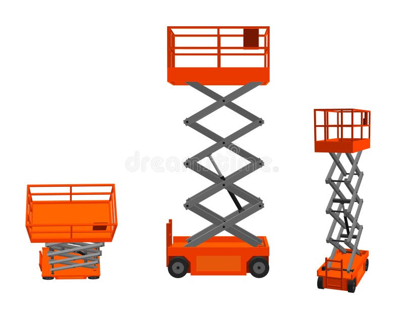 Scissors Lift Platform. Isolated on White Background Stock Vector