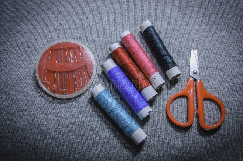 Scissors and sewing thread stock illustration. Illustration of sewing