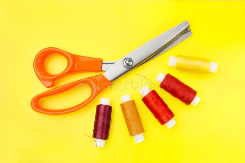 Scissors and sewing thread stock illustration. Illustration of sewing
