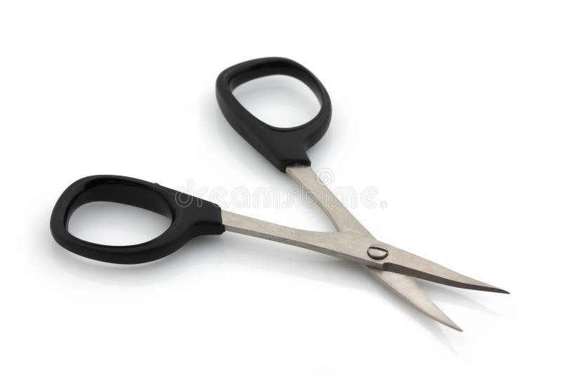 Small Sharp Scissors with Black Handles on a White Background. Stock Image  - Image of office, creativity: 185745379