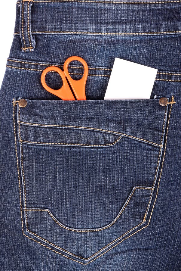 Sticker in pocket jeans stock photo. Image of detail - 37915442