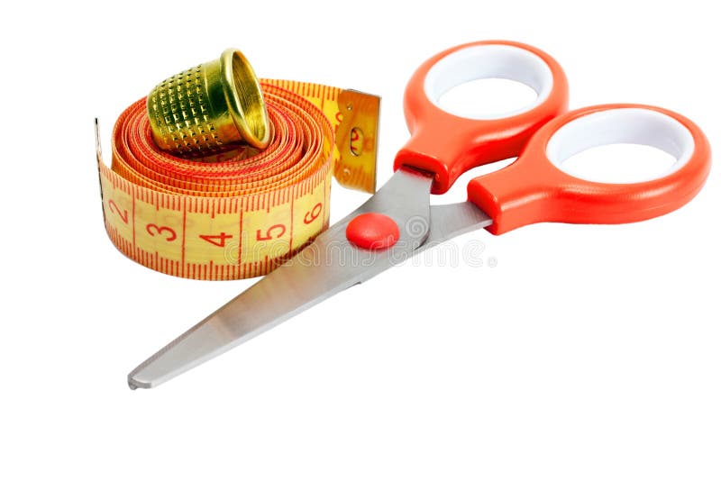 Scissors , Thimble And Measuring Tape Stock Photo Image 25205434