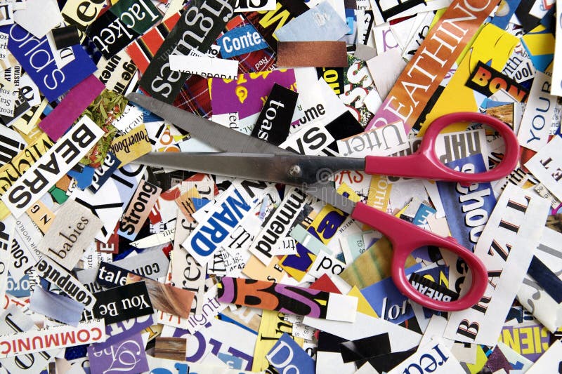 Scissors on Word Background stock images