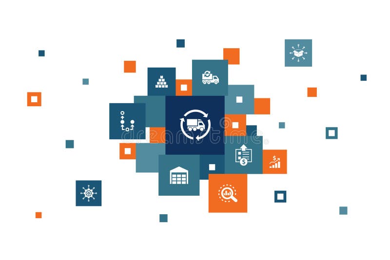 SCM Infographic 10 steps pixel design royalty free illustration