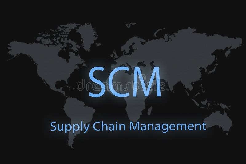 Scm Supply Chain Management Inscription On A Dark Background And A