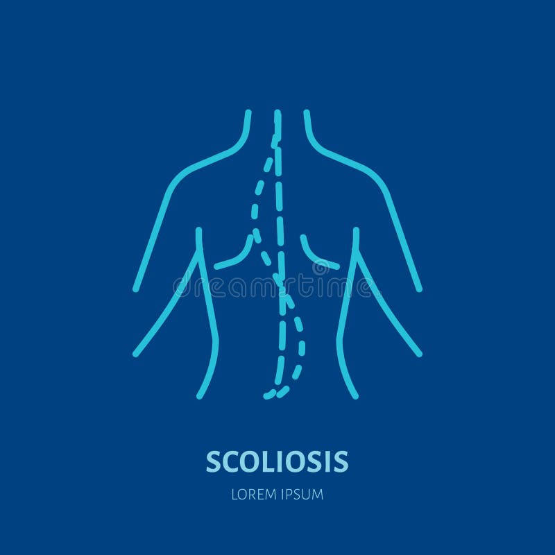 Scoliosi, icona di correzione di posizione, linea ortopedica logo Segno medico piano per l'ospedale illustrazione vettoriale Scoliosi, icona di correzione di posizione, linea ortopedica logo Segno medico piano per l'ospedale illustrazione vettoriale