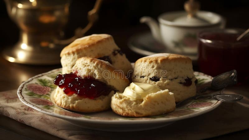 scones with jam and cream clipart flower