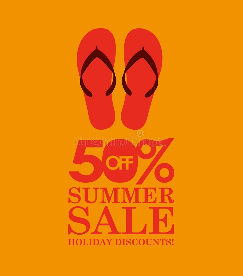 Sconti di vendita 50 di estate con i Flip-flop royalty illustrazione gratis Sconti di vendita 50 di estate con i Flip-flop royalty illustrazione gratis