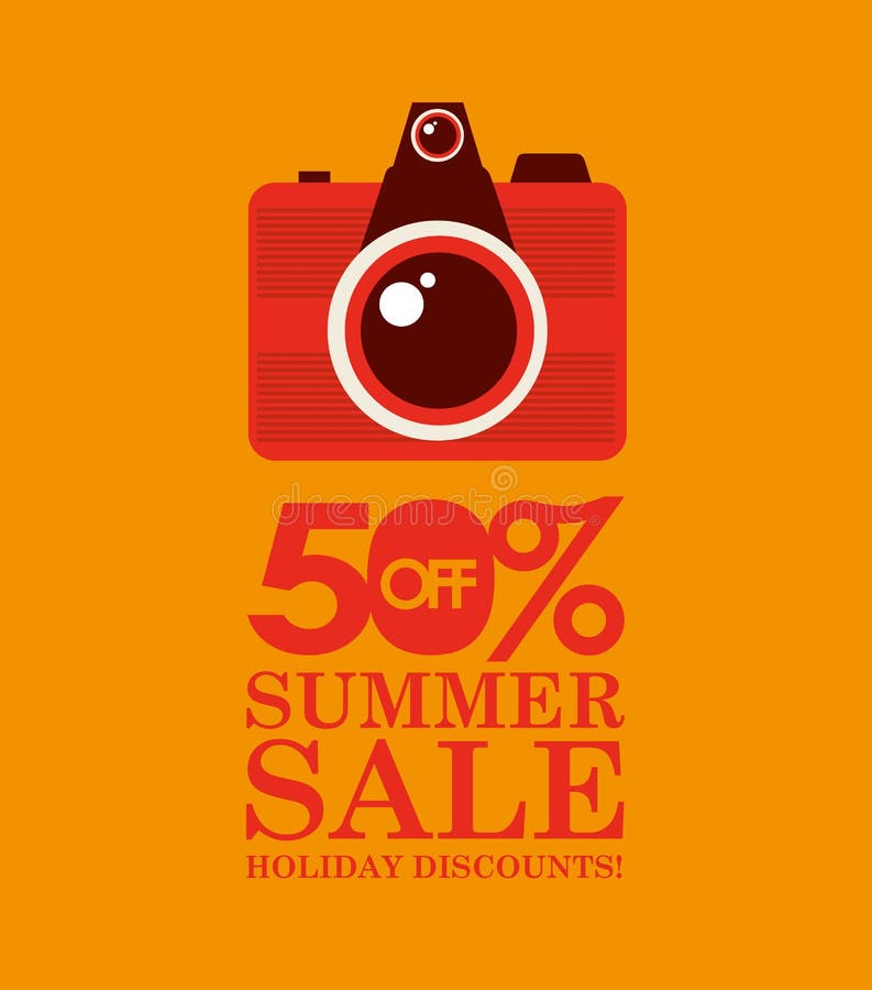 Sconti di vendita 50 di estate con la macchina fotografica della foto royalty illustrazione gratis Sconti di vendita 50 di estate con la macchina fotografica della foto royalty illustrazione gratis