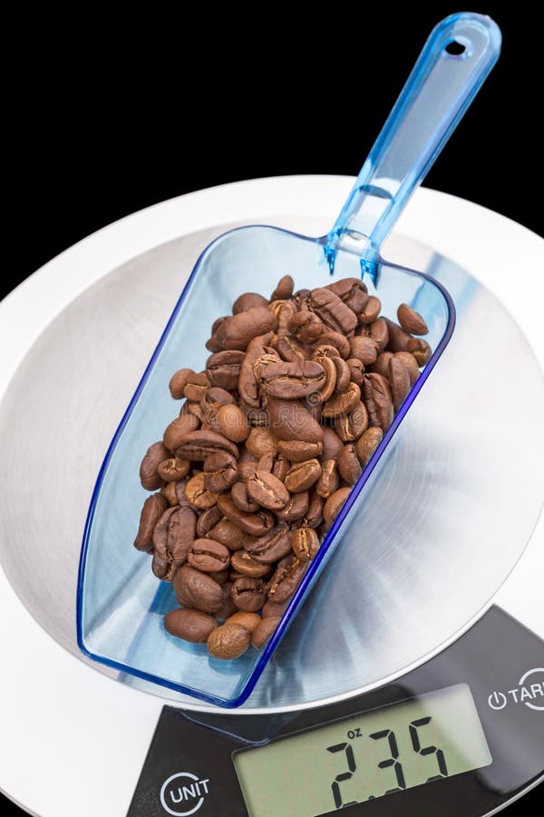 Scoop of Coffee Beans on the Scales Stock Image Image of ounces