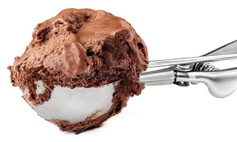 Scoop de crème glacée de chocolat d'isolement sur un fond blanc Macro image stock Scoop de crème glacée de chocolat d'isolement sur un fond blanc Macro image stock
