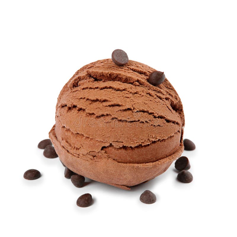 Chocolate Ice Cream Scoop With Chocolate Chips Stock Image Image of