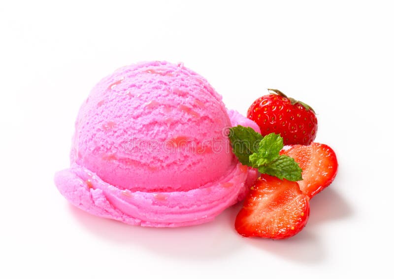 Scoop of Strawberry Ice Cream from Above with Variegato and