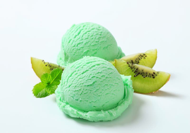 Scoops of light green ice cream